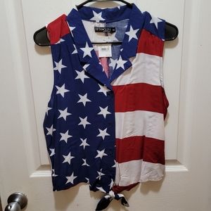 America Flag tie up shirt
